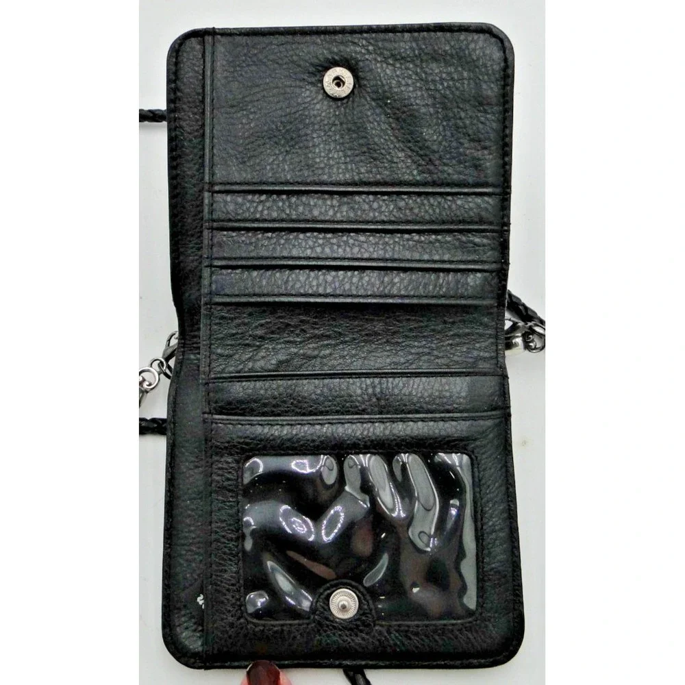 Brighton Black‎ Leather And Croc Wallet Crossbody Belt Purse
